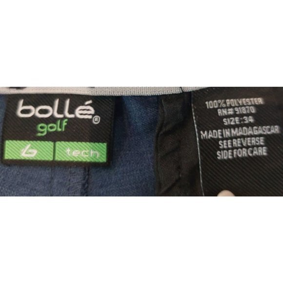 Bolle Golf Tech Men’s Flat Front Golf Shorts - Blue , Size: 34 - Picture 3 of 8